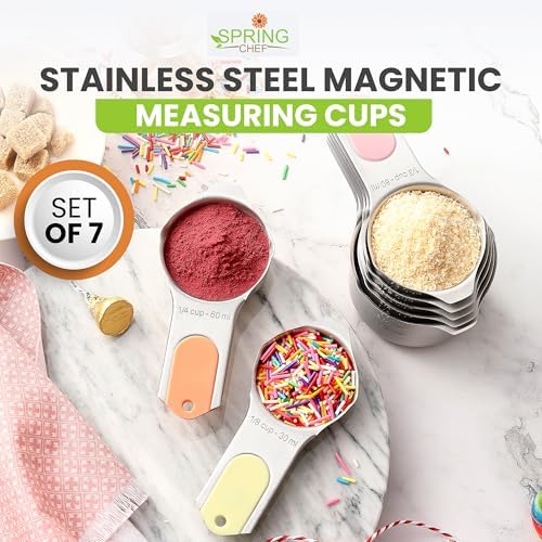 Spring Chef Stainless Steel Magnetic Measuring Cups, Set of 7 & Heavy
