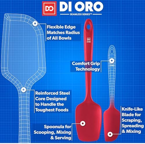 DI ORO 5-Piece Silicone Spatula Set, Red