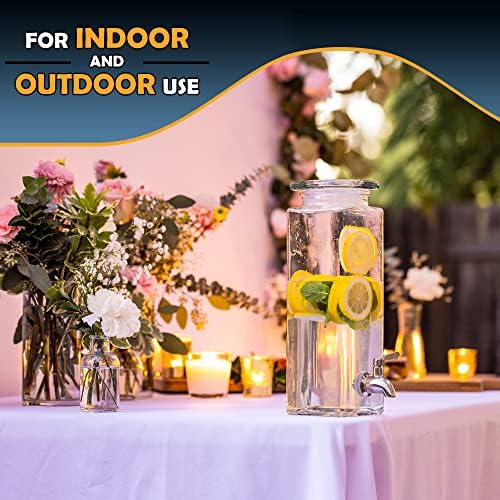 Square Glass Drink Dispenser for Parties - Stainless Steel Spigot +