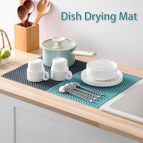 Colinda Silicone Dish and Cup Drying Mat - Extra Large Trivet for Hot