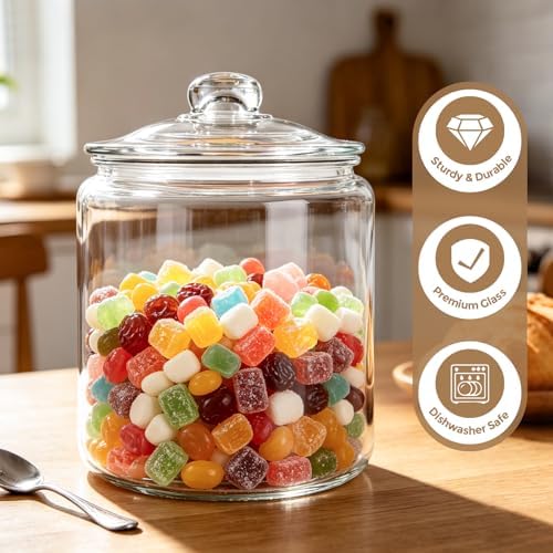 Masthome 1 Gallon Glass Jar with Lid,Wide Mouth Cookie Jar for Pantry
