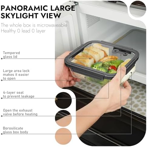 10-Pack Borosilicate Glass Food Storage Containers with Lids