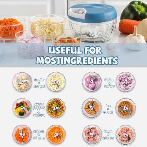 Manual Food Chopper: Hand Pull String Vegetable Chopper for Onion