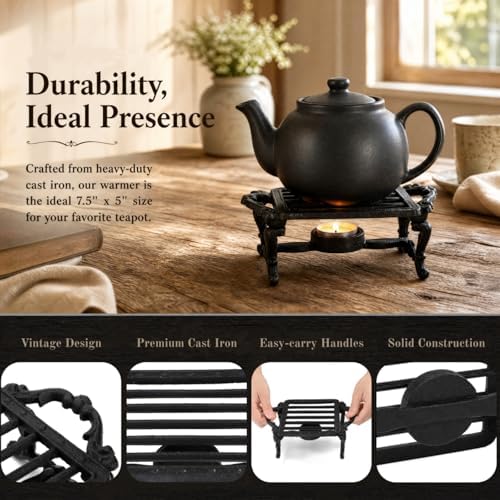 Cast Iron Teapot Warmer, Teapot Heater withTealight Holder