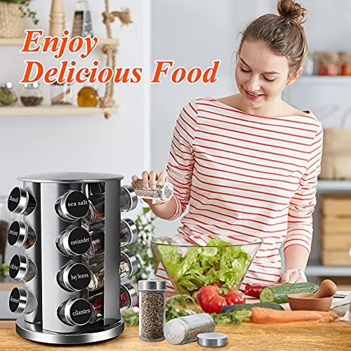 DOUBLE 2 C Revolving Countertop Spice Rack Stainless Steel Seasoning