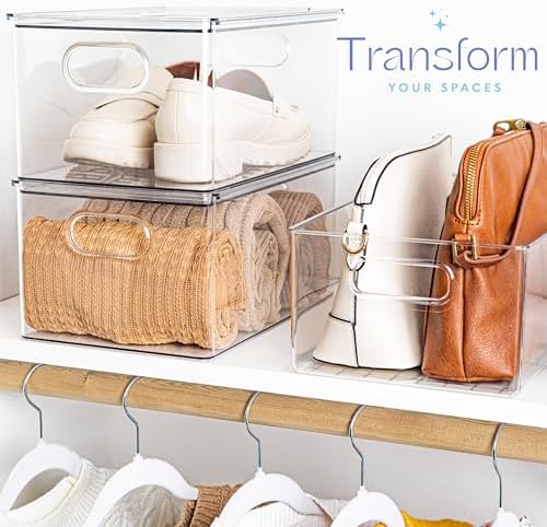 primebox Clear Stackable Storage Bins with Lids, 2 Pack