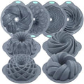 Tongjude 4 Pieces Silicone Fluted Cake Pans, 9/10/12 Cups Tube Baking