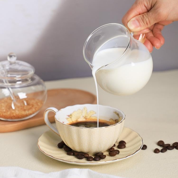 Glass Sugar and Creamer Set, Tea or Coffee Serving Set, Cream Pitcher