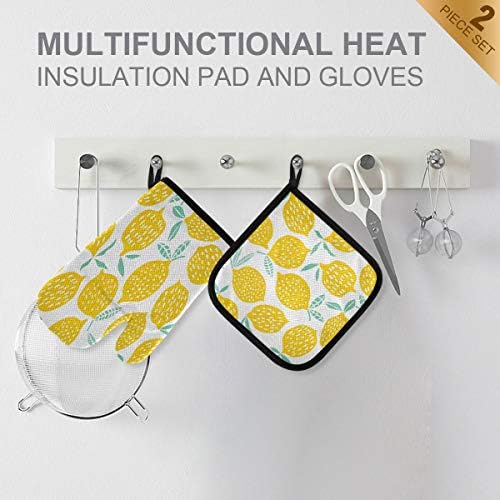 QMXO Tropical Leomen Pattern Oven Mitts Quilted Cotton Lining