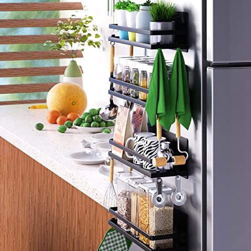 2-Pack Black Magnetic Spice Rack for Refrigerator