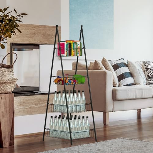ETELI 4 Tier Metal Wire Basket Stand Triangular Freestanding Water