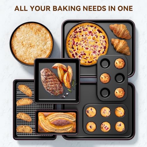 Wildone 13-Piece Baking Pans Set, Nonstick Bakeware Sets, Plum