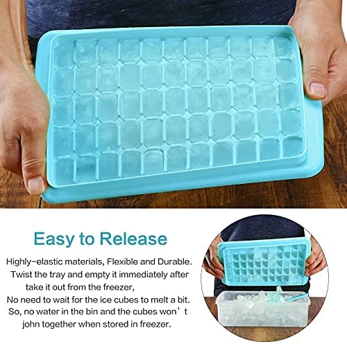 2Pack Ice Cube Tray with Lid and Bin for Freezer, Easy Release 55 Mini