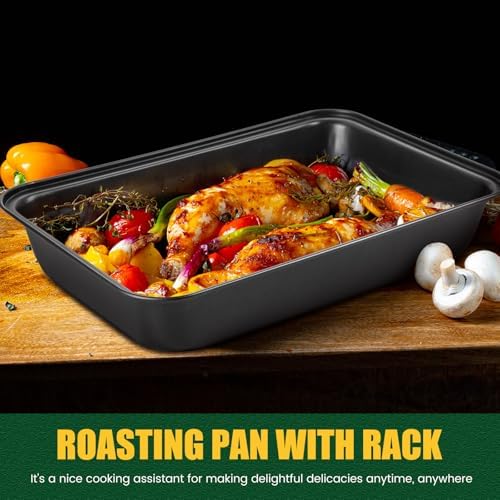 6 Pcs Roasting Pan with Rack Set 14/13/12" Stainless Steel Cookie