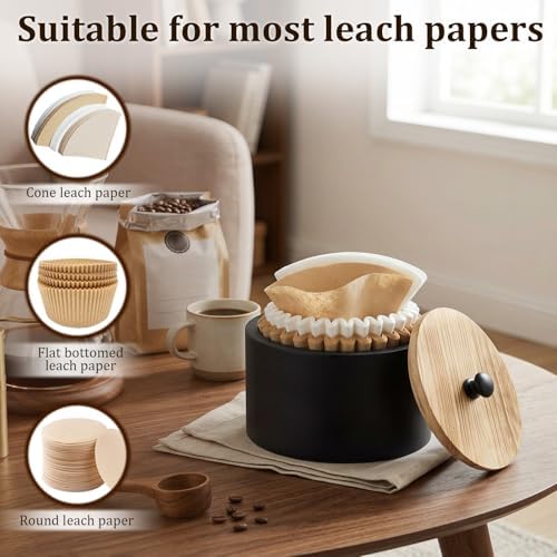 Wooden Coffee Filter Holder with Lid - Farmhouse Storage Container