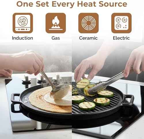 HomeEssentials Pre Seasoned Cast Iron Non Stick Cookware Set, 4pcs