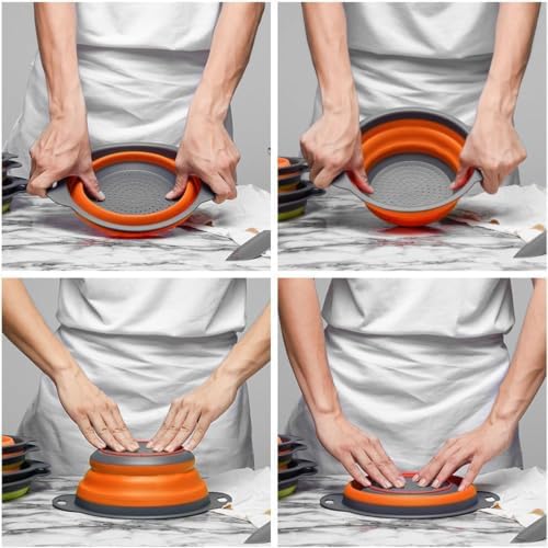 Collapsible Colander and Strainer Set of 3, Food-grade Sturdy Plastic