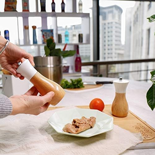 Tessie & Jessie Salt Grinder White Wooden Pepper Grinder Sea Salt And Pepper - Image 4