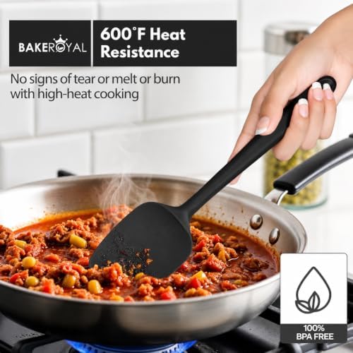 BakeRoyal Silicone Spatula Set, 600°F Heat Resistant, 4 Piece BPA-Free