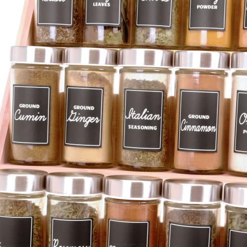 Orii Black Rectangular 160 Spice Labels Stickers for Spice Jars
