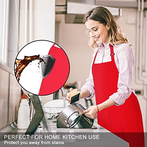 Jubatus 4 Pack Bib Aprons with 2 Pockets Cooking Chef Kitchen Apron