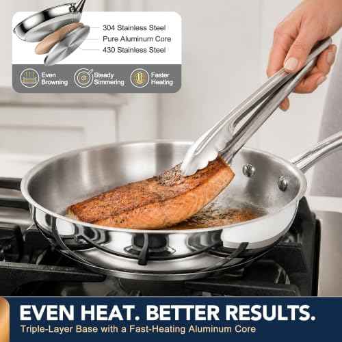 Michelangelo 5-Piece 304 Stainless Steel Cookware Set, Induction Compatible