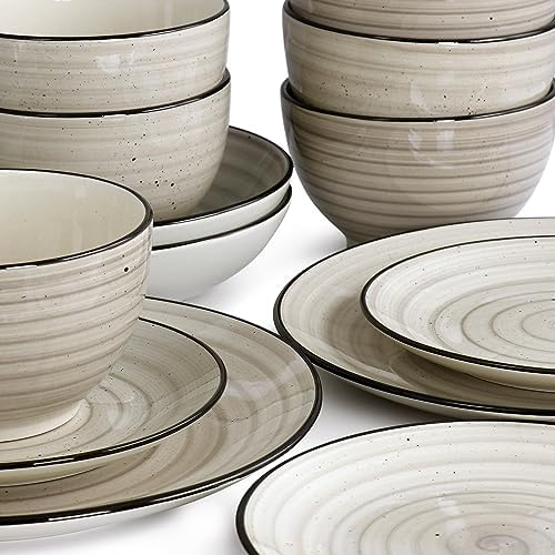 Elama Gia 24 Piece Stoneware Dinnerware Set (Cream)