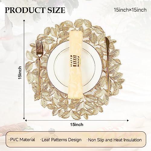 Leaf Gold Placemats Bulk Pressed Vinyl Place mats Washable and