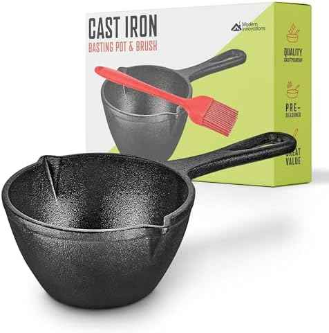 Modern Innovations Cast Iron Melting Pot for Grill Cooking, Basting Pot, Saucepan, Simmer Sauce and Butter, Small Pot, Mini Bowl for Sauces