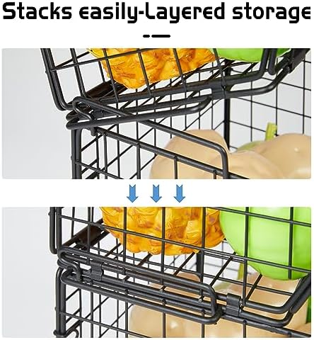 3-Tier Stackable Wire Baskets for Counter
