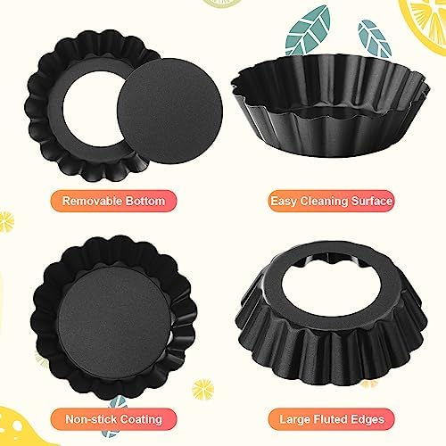 Gejoy 32 Pcs Mini Tart Pans 3 Inch with Removable Bottom Nonstick