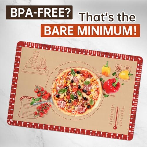 Silicone Baking Mat with 10 Recipes, Extra Thick Silicone Mats for