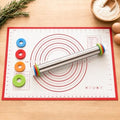 Adjustable Stainless Steel Rolling Pin & Non-Slip Silicone Baking Mat