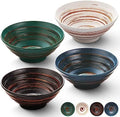 YUN TAO Ramen Bowl Set, 35 Oz Large Multicolor Ceramic Ramen Bowls Set