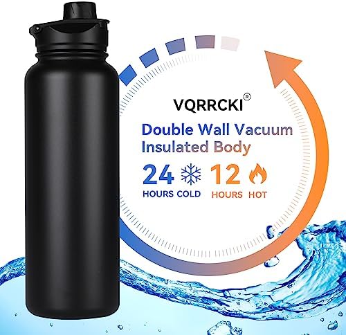 40 oz Insulated Water Bottle with Straw, Stainless Steel Sports Water