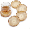 Modern Clear Coasters Set of 5- Glass Cute Coasters for Drinks, Amber
