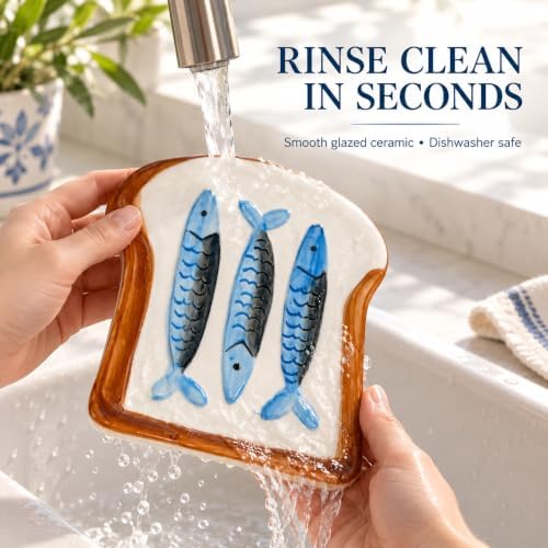 Cute Ceramic Sardine Spoon Rest, Ocean-Themed Kitchen Stove Utensil