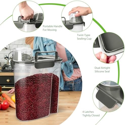 Viretec Rice Storage Container, 5 to 10lb Dry Food Airtight Dispenser
