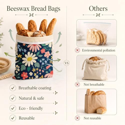 Britimes Reusable Beeswax Bread Bags, XL