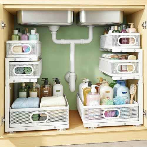Under Sink Organizer, 2-Pack 3-tier Under Sink Storage Organizer