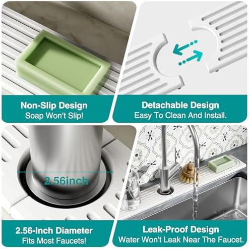 DK177 Diatomite Fast Drying Faucet Mat for Kitchen Sink, Water