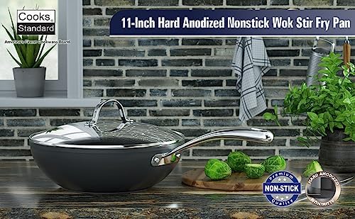 Cooks Standard Classic 11-Inch Hard Anodized Nonstick Wok Stir Fry Pan