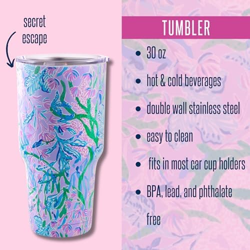 Lilly Pulitzer 30 oz Stainless Steel Tumbler, Secret Escape