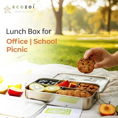ecozoi 5 Compartment Stainless Steel Bento Lunch Box for Adults &