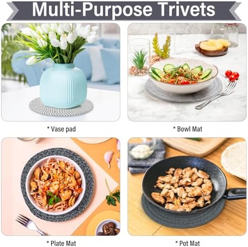 Billbotk 10" Trivets for Hot Dishes, Hot pots and Pans, Set of 6, Heat