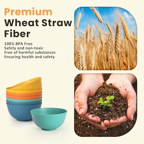 Homienly Plastic Bowls Alternative, Unbreakable Wheat Straw Cereal