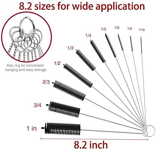 Long Straw Brush, Nylon Pipe Tube Cleaner 8.2-ihch 10 Different