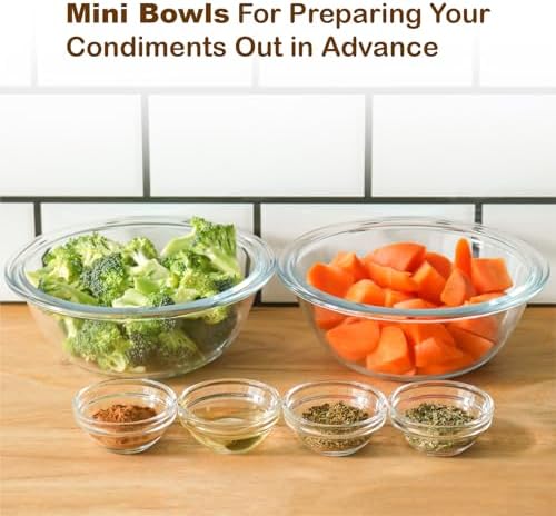 1.5 oz Clear Glass Bowl, Mini Prep Dish for Salt and Spices