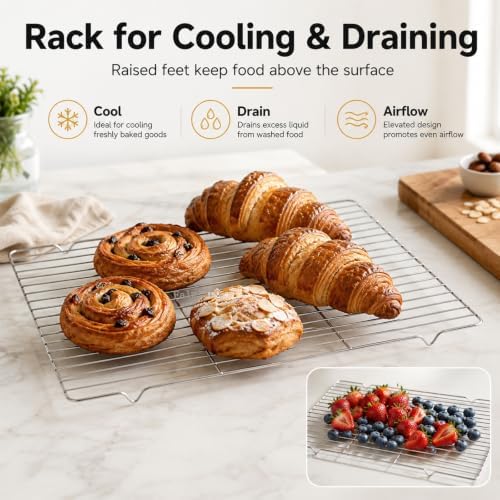Titanium Baking Sheet with Cooling Rack Set of 2, 16x12Inch Cookie