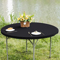 Round 5ft Fitted Table Cover Elastic Tablecloth, Black 60 in